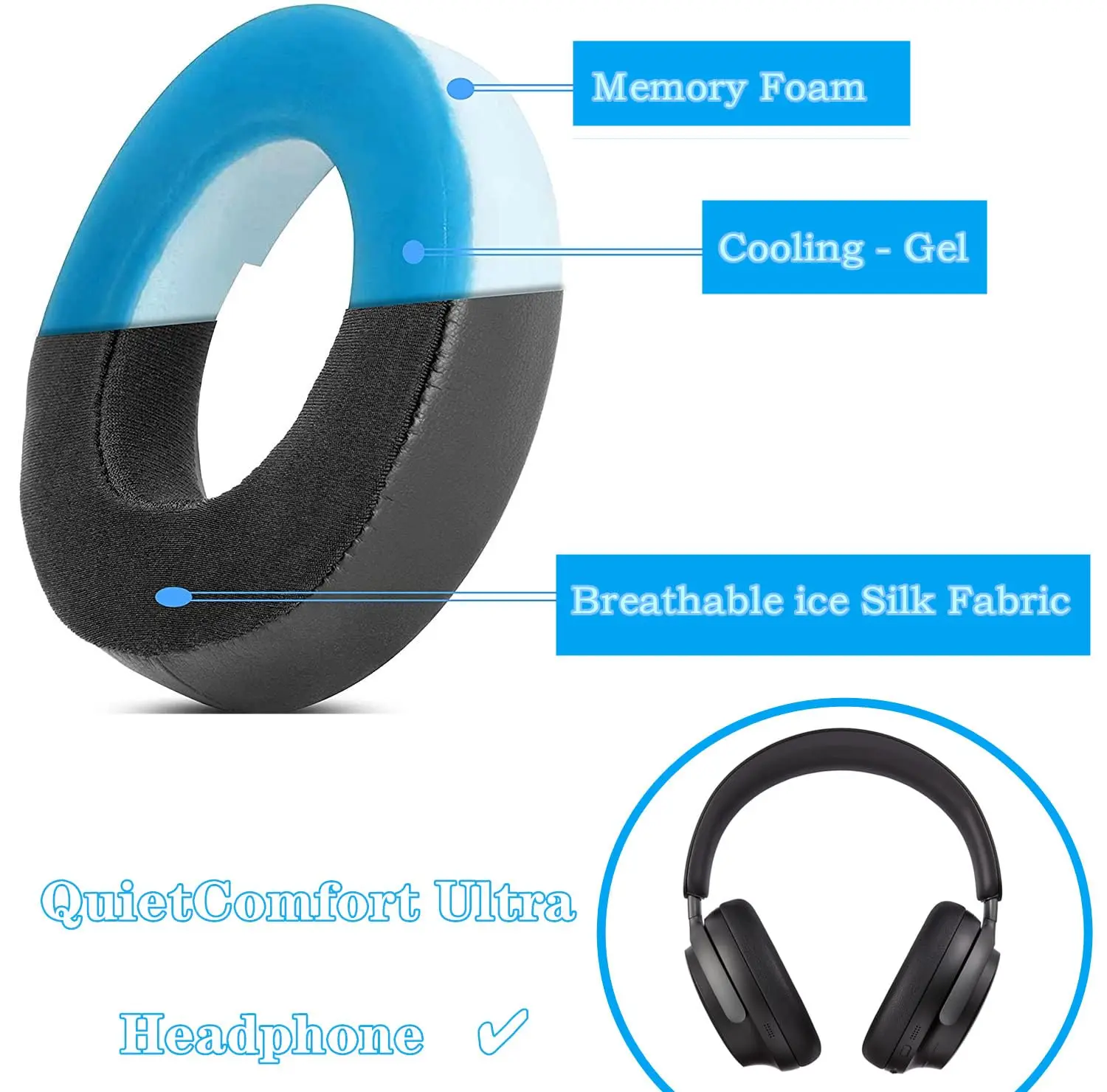 MOUDUNG بطانة للأذن من جل التب - مراجعة Bose Headphone Qc Ultra وسعره